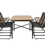 Jídelní stůl Holmbeck Steel – Černá / Obdélníková 90*200*75 +Bois Jídelní židle Steel – Černá / Tmavě šedá Lano _6
