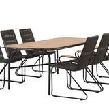 Jídelní stůl Holmbeck Steel – Černá / Obdélníková 90*200*75 +Bois Jídelní židle Steel – Černá / Tmavě šedá Lano _6