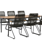 Jídelní stůl Holmbeck Steel – Černá / Obdélníková 90*200*75 +Bois Jídelní židle Steel – Černá / Tmavě šedá Lano _6