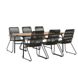 Jídelní stůl Holmbeck Steel – Černá / Obdélníková 90*200*75 +Bois Jídelní židle Steel – Černá / Tmavě šedá Lano _6