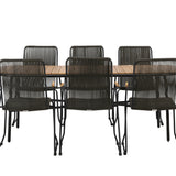 Jídelní stůl Holmbeck Steel – Černá / Obdélníková 90*200*75 +Bois Jídelní židle Steel – Černá / Tmavě šedá Lano _6