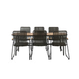 Jídelní stůl Holmbeck Steel – Černá / Obdélníková 90*200*75 +Bois Jídelní židle Steel – Černá / Tmavě šedá Lano _6
