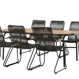 Jídelní stůl Holmbeck Steel – Černá / Obdélníková 90*200*75 +Bois Jídelní židle Steel – Černá / Tmavě šedá Lano _6