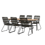 Jídelní stůl Holmbeck Steel – Černá / Obdélníková 90*200*75 +Bois Jídelní židle Steel – Černá / Tmavě šedá Lano _6