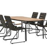 Jídelní stůl Holmbeck Steel – Černá / Obdélníková 90*200*75 +Bois Jídelní židle Steel – Černá / Tmavě šedá Lano _6