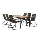 Jídelní stůl Holmbeck Steel – Černá / Obdélníková 90*200*75 +Bois Jídelní židle Steel – Černá / Tmavě šedá Lano _6