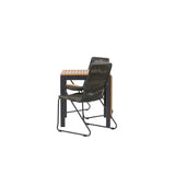 Diego Cafetable Hliník – Černá / Hnědá Aintwood – Obdélníkový 70*70/130* + Bois Jídelní židle Ocel – Černá / Tmavě šedá Lano _2