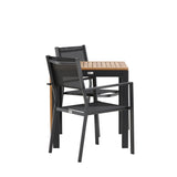 Diego Cafetable hliník - černá / hnědá Aintwood - obdélníková 70*70/130* + stohovací židle Copacabana - černá/černá - Ersätter 4131-408 _2