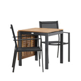 Diego Cafetable hliník - černá / hnědá Aintwood - obdélníková 70*70/130* + stohovací židle Copacabana - černá/černá - Ersätter 4131-408 _2