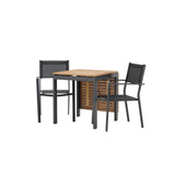 Diego Cafetable hliník - černá / hnědá Aintwood - obdélníková 70*70/130* + stohovací židle Copacabana - černá/černá - Ersätter 4131-408 _2