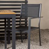 Diego Cafetable hliník - černá / hnědá Aintwood - obdélníková 70*70/130* + stohovací židle Copacabana - černá/černá - Ersätter 4131-408 _2