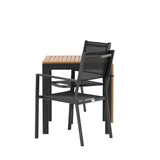 Diego Cafetable hliník - černá / hnědá Aintwood - obdélníková 70*70/130* + stohovací židle Copacabana - černá/černá - Ersätter 4131-408 _2