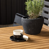 Diego Cafetable hliník – černá / hnědá Aintwood – obdélníková 70*70/130* + jídelní židle Lina – černá _2