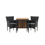 Diego Cafetable hliník – černá / hnědá Aintwood – obdélníkový 70*70/130* + hliníková jídelní židle Malina – černá / proutí _2