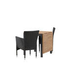 Diego Cafetable hliník – černá / hnědá Aintwood – obdélníkový 70*70/130* + hliníková jídelní židle Malina – černá / proutí _2