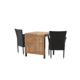 Diego Cafetable hliník – černá / hnědá Aintwood – obdélníkový 70*70/130* + hliníková jídelní židle Malina – černá / proutí _2