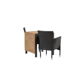 Diego Cafetable hliník – černá / hnědá Aintwood – obdélníkový 70*70/130* + hliníková jídelní židle Malina – černá / proutí _2