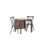 Diego Cafetable hliník – černá / hnědá Aintwood – obdélníkový 70*70/130* +Tablas jídelní židle hliník – černá / _2