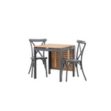 Diego Cafetable hliník – černá / hnědá Aintwood – obdélníkový 70*70/130* +Tablas jídelní židle hliník – černá / _2