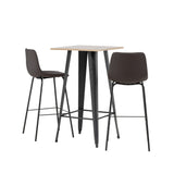 Barový stůl Tempe - Černá / Přírodní MDF + Barová židle Alexi - Matná černá / Tmavě hnědá PU _2