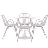 Jídelní stůl Hamden - Bílá Jídelní židle MDF+Dyrön - Greige Polypropylen_4