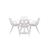 Jídelní stůl Hamden - Bílá Jídelní židle MDF+Dyrön - Greige Polypropylen_4