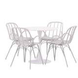 Jídelní stůl Hamden - Bílá Jídelní židle MDF+Dyrön - Greige Polypropylen_4