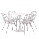 Jídelní stůl Hamden - Bílá Jídelní židle MDF+Dyrön - Greige Polypropylen_4