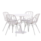 Jídelní stůl Hamden - Bílá Jídelní židle MDF+Dyrön - Greige Polypropylen_4