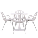 Jídelní stůl Hamden - Bílá Jídelní židle MDF+Dyrön - Greige Polypropylen_4