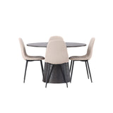 Lanzo jídelní stůl φ120 - Mocca/Mocca + Jídelní židle Polar - Černá / Béžová Boucle _4
