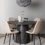 Lanzo jídelní stůl φ120 - Mocca/Mocca + Jídelní židle Polar - Černá / Béžová Boucle _4