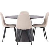 Lanzo jídelní stůl φ120 - Mocca/Mocca + Jídelní židle Polar - Černá / Béžová Boucle _4