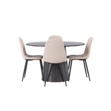 Lanzo jídelní stůl φ120 - Mocca/Mocca + Jídelní židle Polar - Černá / Béžová Boucle _4