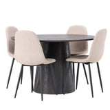 Lanzo jídelní stůl φ120 - Mocca/Mocca + Jídelní židle Polar - Černá / Béžová Boucle _4