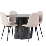 Lanzo jídelní stůl φ120 - Mocca/Mocca + Jídelní židle Polar - Černá / Béžová Boucle _4