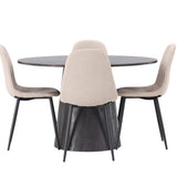 Lanzo jídelní stůl φ120 - Mocca/Mocca + Jídelní židle Polar - Černá / Béžová Boucle _4