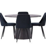 Lanzo jídelní stůl φ120 - Mocca/Mocca + noční jídelní židle - černá / černá sametová _4