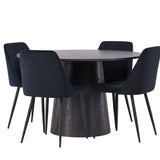 Lanzo jídelní stůl φ120 - Mocca/Mocca + noční jídelní židle - černá / černá sametová _4