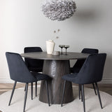 Lanzo jídelní stůl φ120 - Mocca/Mocca + noční jídelní židle - černá / černá sametová _4