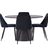 Lanzo jídelní stůl φ120 - Mocca/Mocca + noční jídelní židle - černá / černá sametová _4