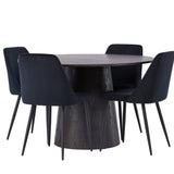 Lanzo jídelní stůl φ120 - Mocca/Mocca + noční jídelní židle - černá / černá sametová _4