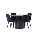 Lanzo jídelní stůl φ120 - Mocca/Mocca + noční jídelní židle - černá / černá sametová _4