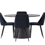 Lanzo jídelní stůl φ120 - Mocca/Mocca + noční jídelní židle - černá / černá sametová _4