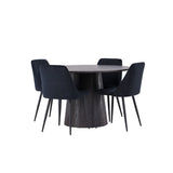 Lanzo jídelní stůl φ120 - Mocca/Mocca + noční jídelní židle - černá / černá sametová _4