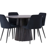 Lanzo jídelní stůl φ120 - Mocca/Mocca + noční jídelní židle - černá / černá sametová _4