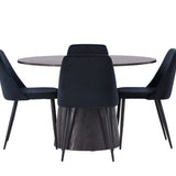 Lanzo jídelní stůl φ120 - Mocca/Mocca + noční jídelní židle - černá / černá sametová _4