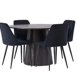 Lanzo jídelní stůl φ120 - Mocca/Mocca + noční jídelní židle - černá / černá sametová _4