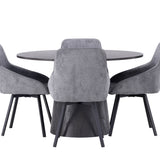 Jídelní stůl Lanzo φ120 - Mocca/Mocca +Jídelní židle Rosie - Černá / Tmavě šedá látka _4