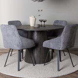 Jídelní stůl Lanzo φ120 - Mocca/Mocca +Jídelní židle Rosie - Černá / Tmavě šedá látka _4